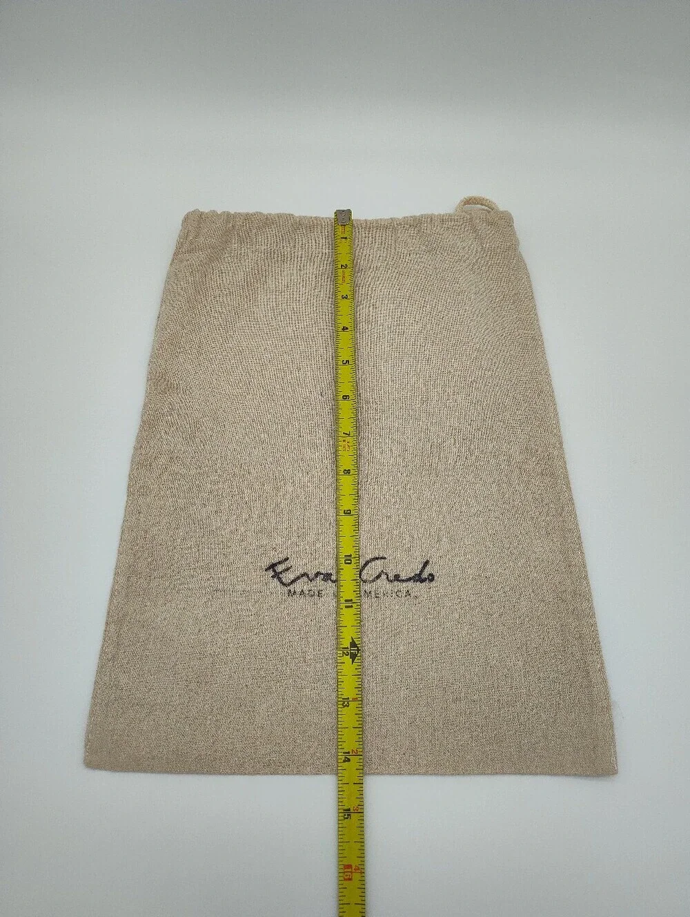 EVA CREDO Made in America Linen Drawstring Dust Bag Beige Storage Pouch EUC